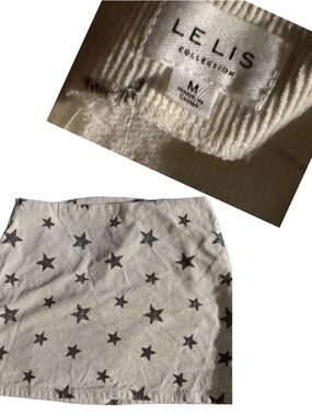 LE LIS Collection Star Print Mini Skirt - Cream Corduroy with Black Stars